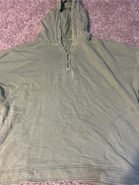 aerie Tops - aerie Sage Green Hooded Henley Sweatshirt